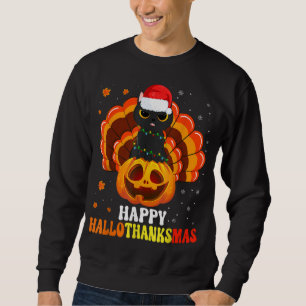 Sudadera Feliz Hallothanksmas Gato Negro Enamorado Santa Ca
