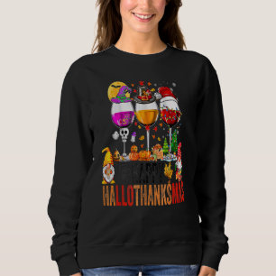 Sudadera Feliz Hallothanksmas Glasses Witch Santa Gnom