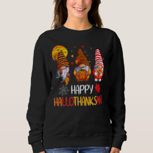 Sudadera Feliz Hallothanksmas Gnomes Bruja Santa Hat Pumpki