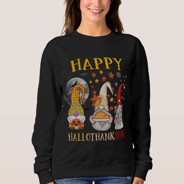 Sudadera Feliz Hallothanksmas Navidades de Halloween Thanks (Anverso)