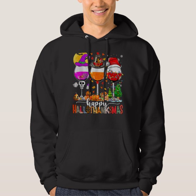 Sudadera Feliz Hallothanksmas Vinos Wasses Santa Hat (Anverso)