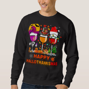 Sudadera Feliz Hallothanksmas Vinos Wasses Santa Hat