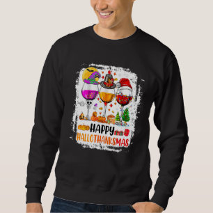 Sudadera Feliz Hallothanksmas Vinos Wasses Santa Hat