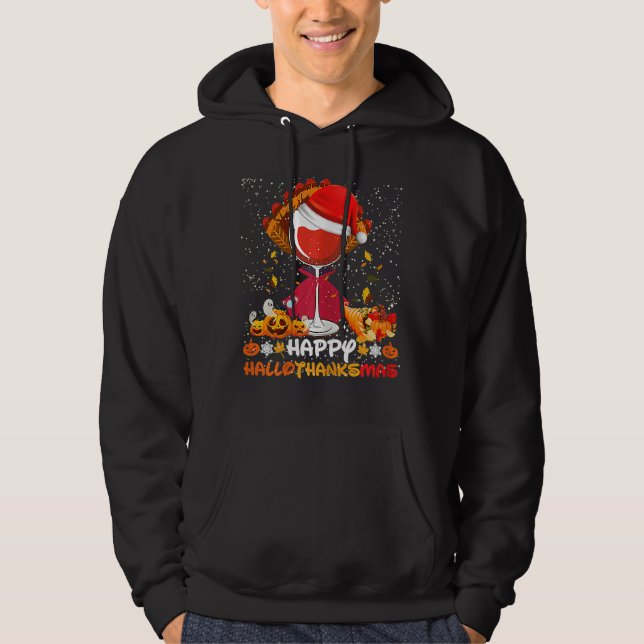 Sudadera Feliz Hallothanksmas Vinos Wasses Santa Hat (Anverso)