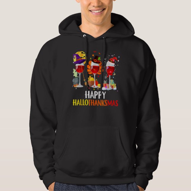 Sudadera Feliz Hallothanksmas Vinos Wasses Santa Hat (Anverso)