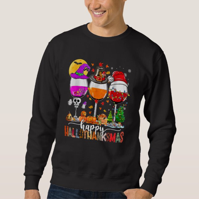 Sudadera Feliz Hallothanksmas Vinos Wasses Santa Hat (Anverso)