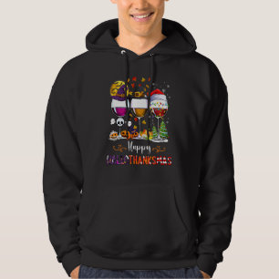 Sudadera Feliz Hallothanksmas Vinos Wasses Santa Hat