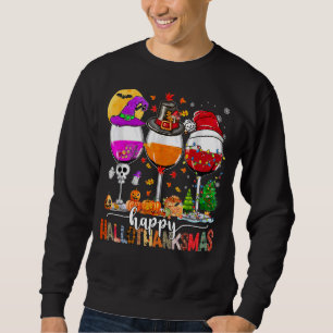 Sudadera Feliz Hallothanksmas Vinos Wasses Santa Hat