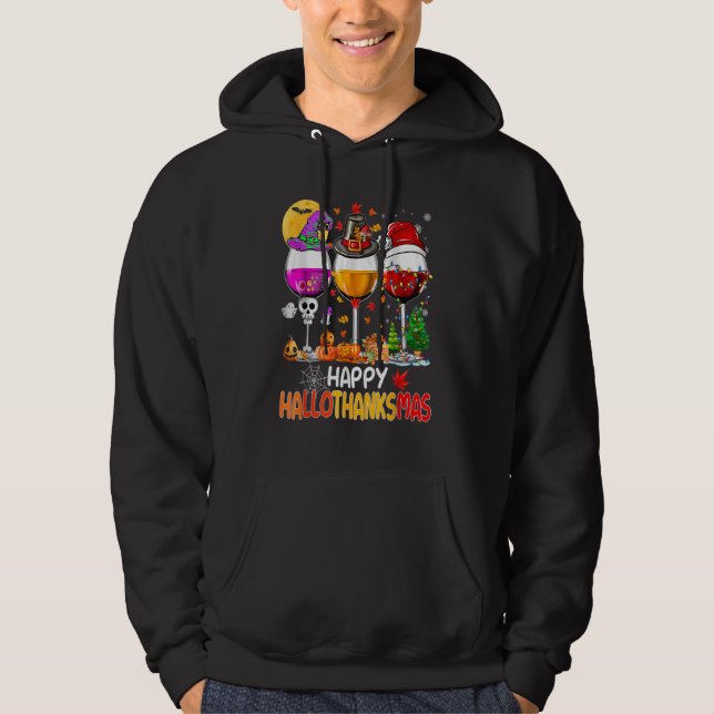 Sudadera Feliz Hallothanksmas Vinos Wasses Santa Hat (Anverso)