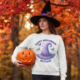 Sudadera Feliz Halloween Brujas Sombrero de Bruja de Cuadro