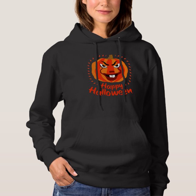 Sudadera 🎃 Feliz Halloween - Calabaza divertida, asustada  (Anverso)