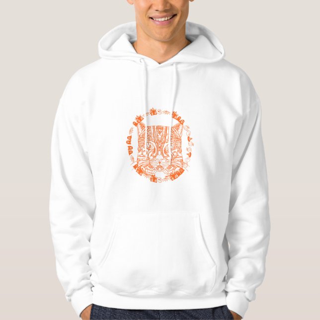 Sudadera Feliz Halloween del gato Naranja (Anverso)