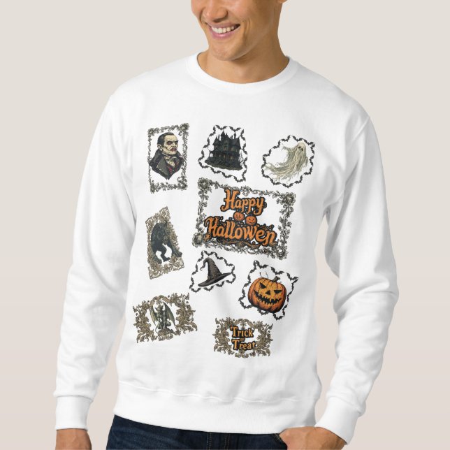 Sudadera Feliz Halloween en Blanco (Anverso)
