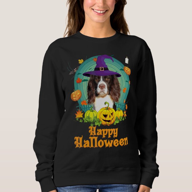Sudadera Feliz Halloween English Springer Spaniel Perro Cal (Anverso)
