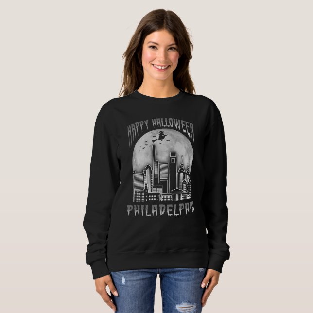 Sudadera Feliz Halloween Filadelfia Pennsylvania (Anverso completo)
