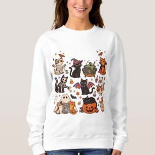 Sudadera Feliz Halloween Gatito Gato Lindo Calabaza Hallowe
