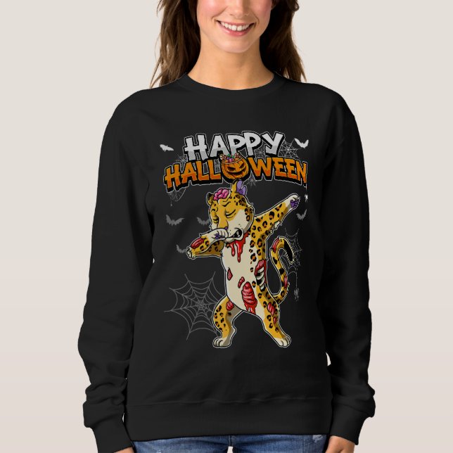 Sudadera Feliz Halloween Leopardo Zombie (Anverso)