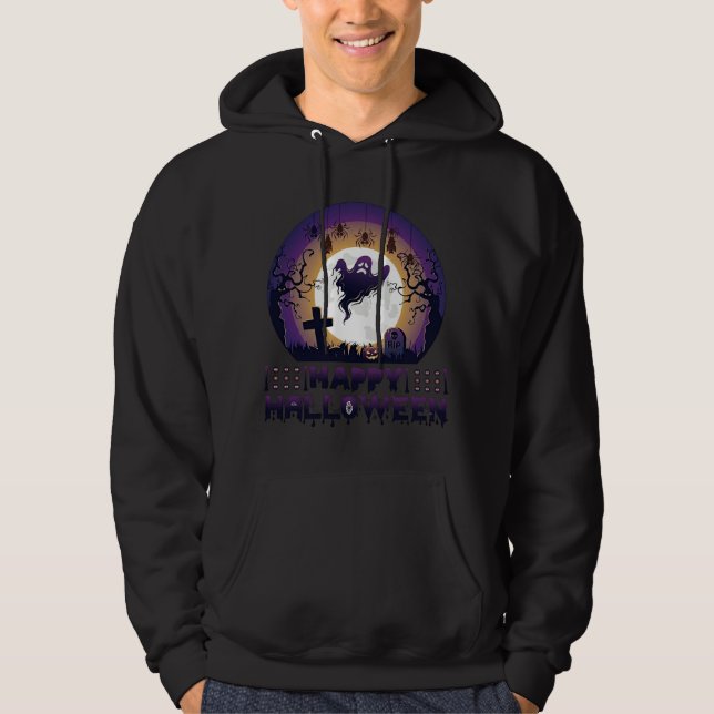 Sudadera Feliz Halloween Murciélagos Fantasmas Arañas_1 (Anverso)
