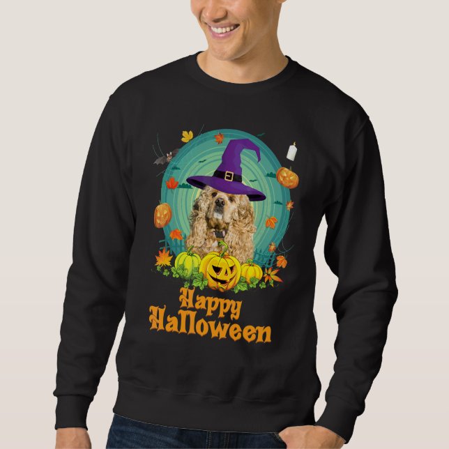 Sudadera Feliz Halloween Perro Cocker Spaniel Americano Cal (Anverso)