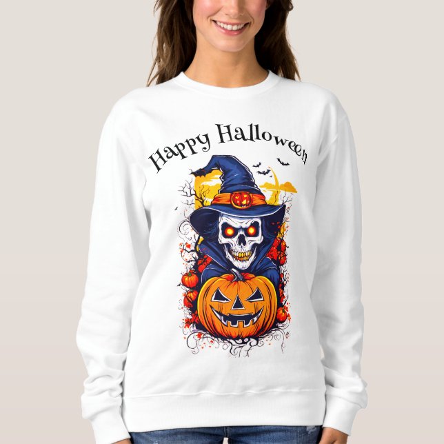 Sudadera Feliz Halloween Witch Pumpkin Bats (Anverso)