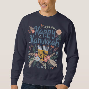 Sudadera Feliz Hanukkah FLorals Arte dibujado a mano