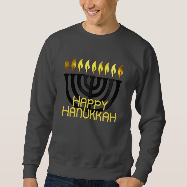 Sudadera Feliz Hanukkah Menorah Black (Anverso)