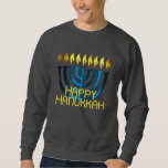Sudadera Feliz Hanukkah Menorah Blue<br><div class="desc">Feliz Hanukkah Menorah Blue</div>