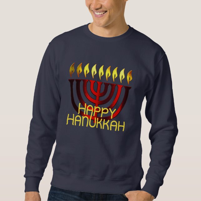 Sudadera Feliz Hanukkah Menorah Red (Anverso)