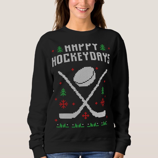 Sudadera Feliz Hockeydays Navidad jugador de hockey Gran Gr (Anverso)