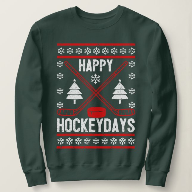 Sudadera Feliz Hockeydays Navidades divertidos jugador de h (Anverso del diseño)
