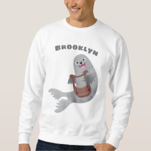 Sudadera Feliz ilustracion de personalizado de foca de arpa
