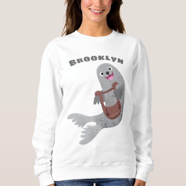 Sudadera Feliz ilustracion de personalizado de foca de arpa (Anverso)