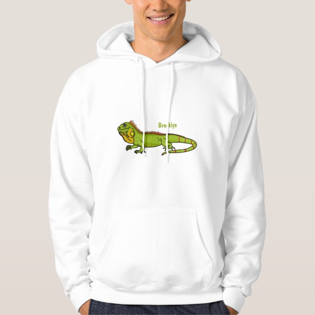 Sudadera Feliz ilustracion personalizado de iguana verde (Anverso)