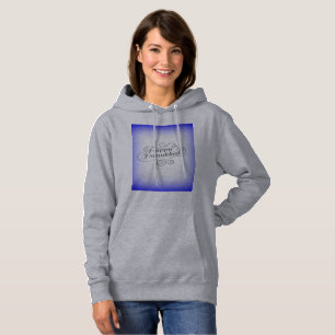 Sudadera Feliz Janucá de fondo azul blanco de 2 tonos