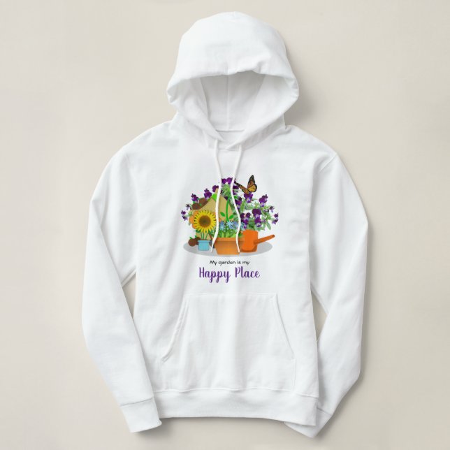 Sudadera Feliz Jardín Flores Verano Blanco (Diseño del anverso)