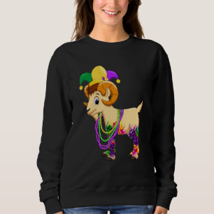 Sudadera Feliz Mardi Gras Cute Goat con cuentas Jester Ha