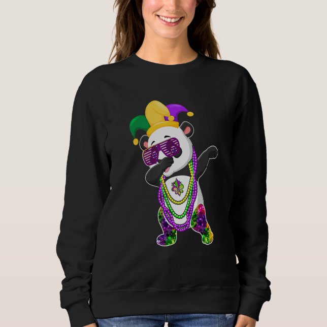 Sudadera Feliz Mardi Gras Cute Panda con cuentas Jester H (Anverso)
