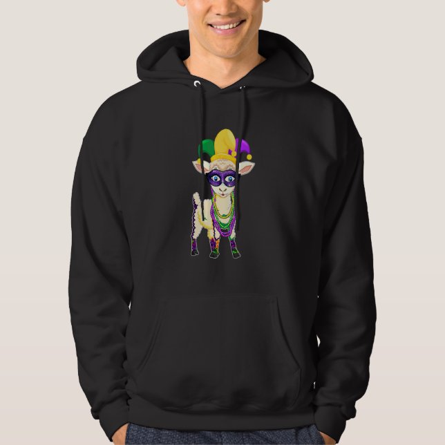 Sudadera Feliz Mardi Gras Oveja Cubierta con cuentas Jester (Anverso)