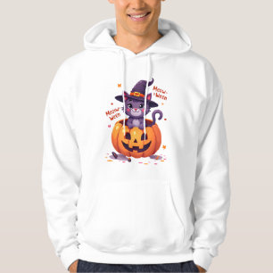 Sudadera Feliz Meow-a-ween - Gato Lindo Bruja Calabaza - Ha
