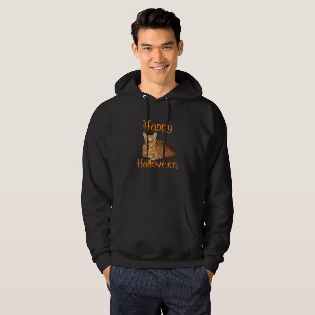 Sudadera Feliz Naranja de Halloween sin miedo Tabby Cat (Anverso completo)