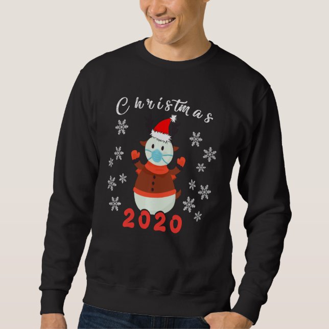 Sudadera Feliz Navidad 2020 Snowman En Máscara Pajama Snowf (Anverso)
