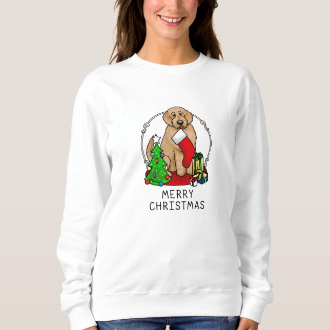 Sudadera Feliz Navidad 2 Goldendoodle (rojo dorado) Cute (Anverso)
