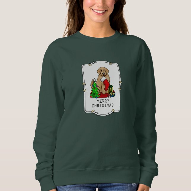 Sudadera Feliz Navidad 2 Goldendoodle (rojo dorado) Cute (Anverso)