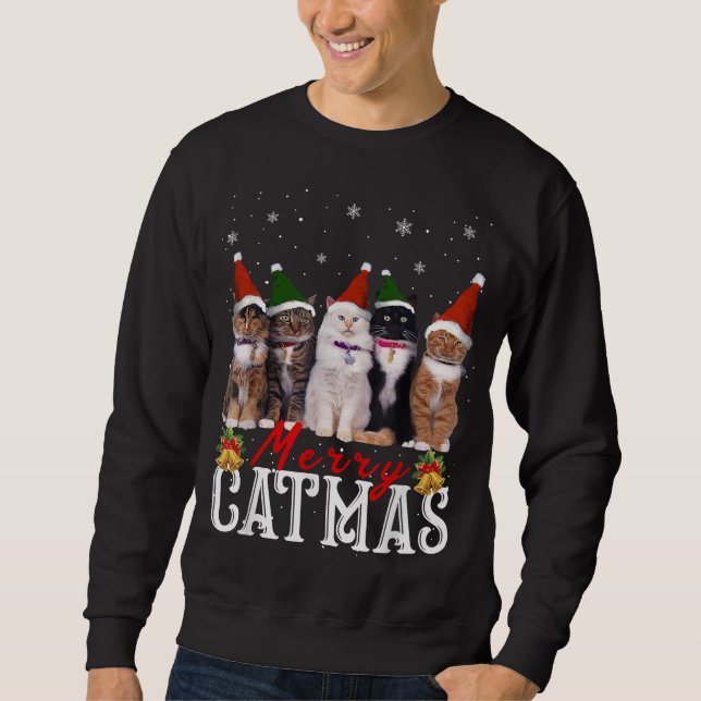 Sudadera Feliz Navidad a la familia de gatos de la familia (Anverso)