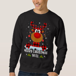 Sudadera Feliz Navidad a todos Plaid Rojo Búfalo Reno C