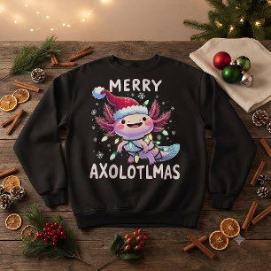 Sudadera Feliz Navidad Ajolote Luces Arbol de Ajolote