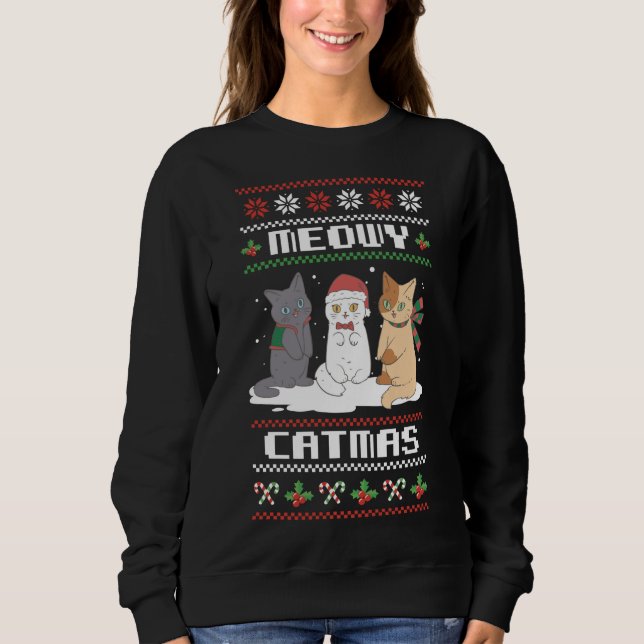 Sudadera Feliz Navidad al gato que ama su gato Pajama Navid (Anverso)