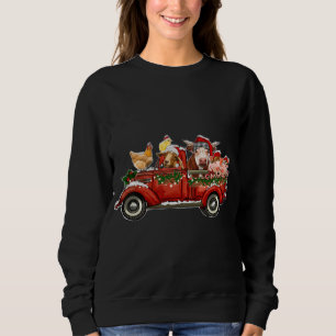 Sudadera Feliz Navidad Animales Granja Santa Luz Camión Roj