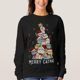 Sudadera Feliz Navidad Árbol de Navidad Gatos de Invierno S