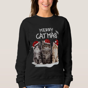Sudadera Feliz Navidad Árbol de Navidad Santa Kitten Navida